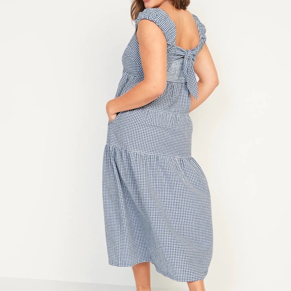 Tiered Seersucker All-Day Maxi Dress Sz L - Picture 2 of 3